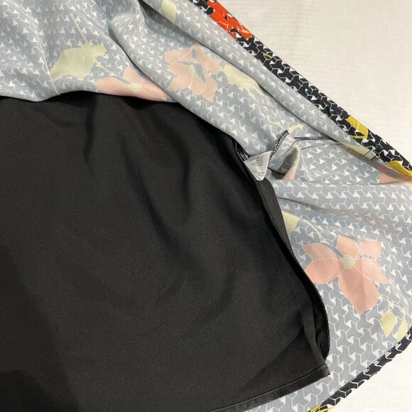Modcloth Skirt‎ Womens S Black Chiffon Orange Floral Geometric Swing Midi Retro - Picture 6 of 8